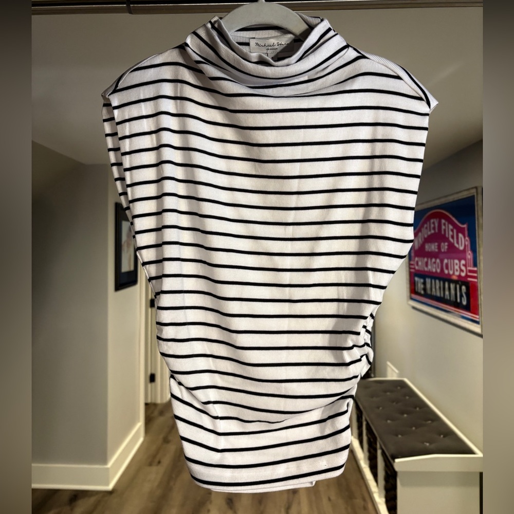 Michael Stars Mock Neck Striped Top